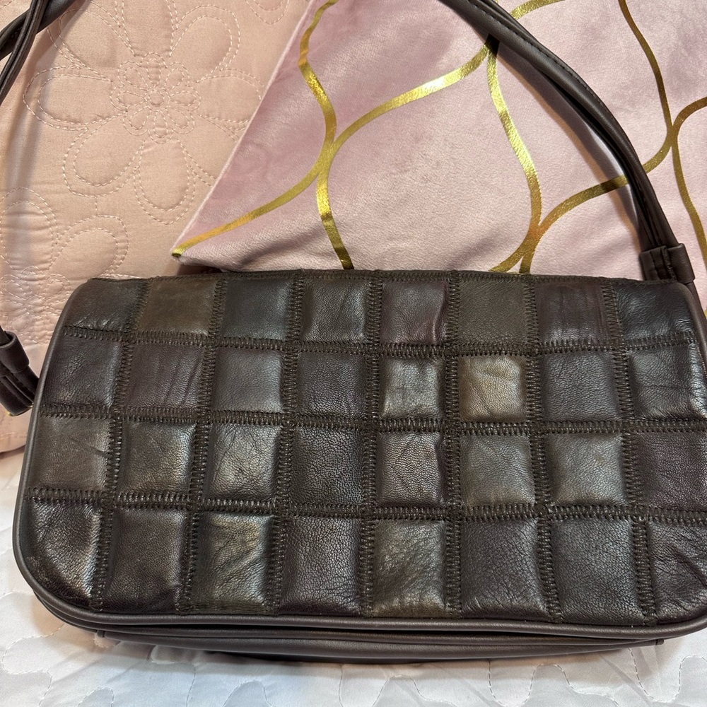 Elegant Brown Patchwork Shoulder Bag - image 1